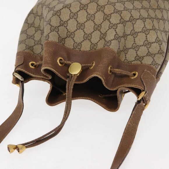 GUCCI GG Supreme Web Sherry Line Bag PVC Beige Gold - Picture 4 of 15